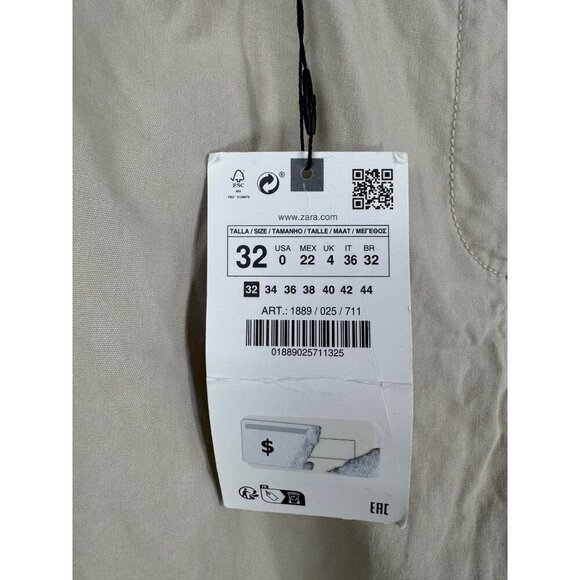 Zara Parachute Pants Light tan baggy cropped barrel sz 0 - Picture 3 of 12